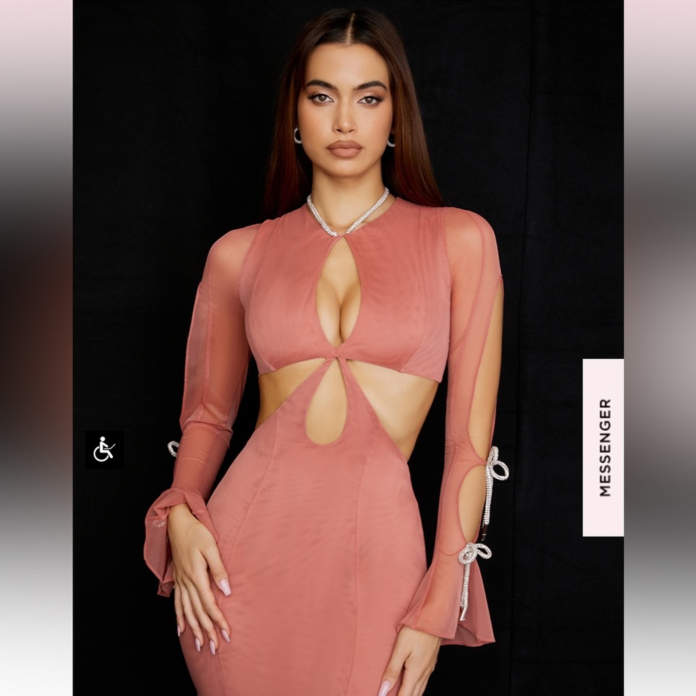 House of CB Miranda Rose Crystal Trim Cutout Mini Dress